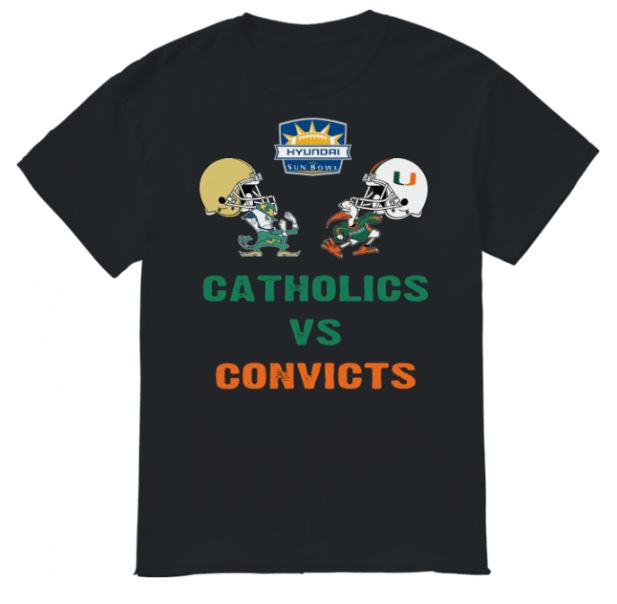 Catholics Vs. Convicts 1988 Classic Vintage Sun Bow T Shirt