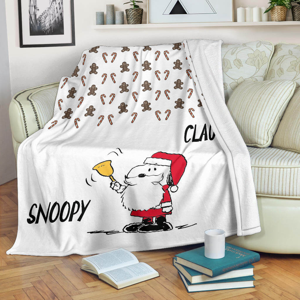 Christmas Fleece Blankets – Snoopy Claus Cookies Candy Cane Patterns Fleece Blanket