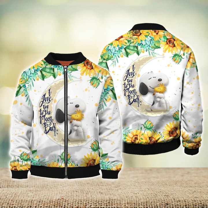 I Love You To The Moon & Back Snoopy 3D Print Bomber Jacket