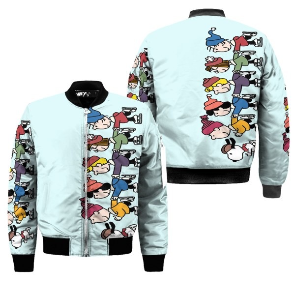 Peanut Snoopy And Friends Blue4 3D Full Printing Bomber Jacket