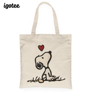 Snoopy Heart Canvas Tote Bag