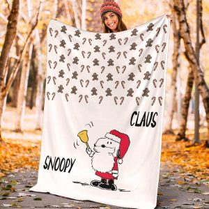 Christmas Fleece Blankets – Snoopy Claus Cookies Candy Cane Patterns Fleece Blanket1