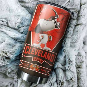 Cleveland Browns Snoopy All Over Print 3D Tumbler3