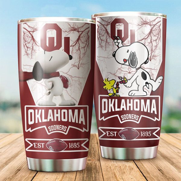 Oklahoma Sooners Snoopy All Over Print 3D Tumbler