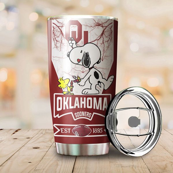 Oklahoma Sooners Snoopy All Over Print 3D Tumbler2