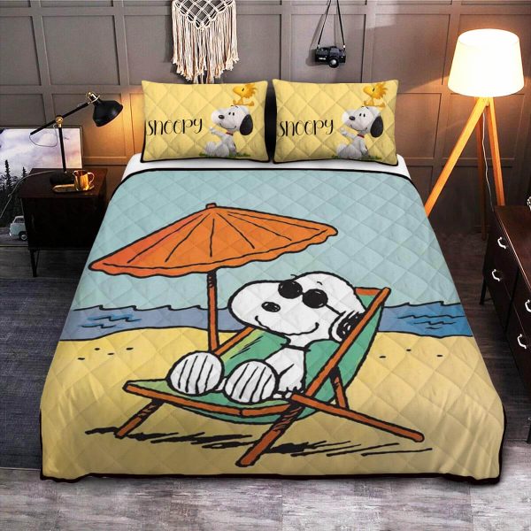 Peanuts Snoopy At The Beach Snoopy Fan Gift Snoopy Duvet Quilt Bedding Set1