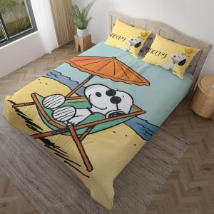 Peanuts Snoopy At The Beach Snoopy Fan Gift Snoopy Duvet Quilt Bedding Set3