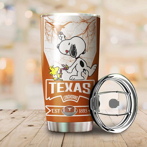 Texas Longhorns Snoopy All Over Print 3D Tumbler1