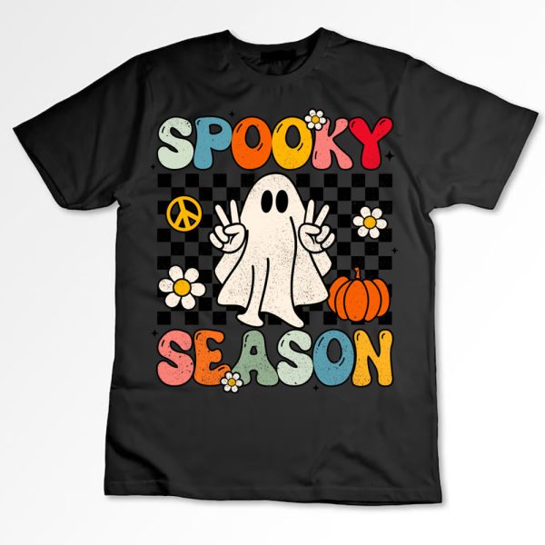 1 Retro Groovy Hippie Halloween Cute Ghost Spooky Season KvuKr