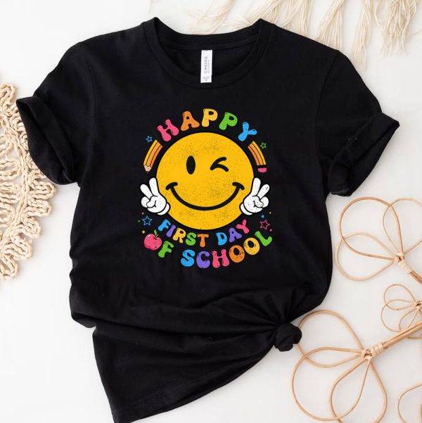 3 Funny Happy First Day Of School Grunge Groovy Back To School wk1JL