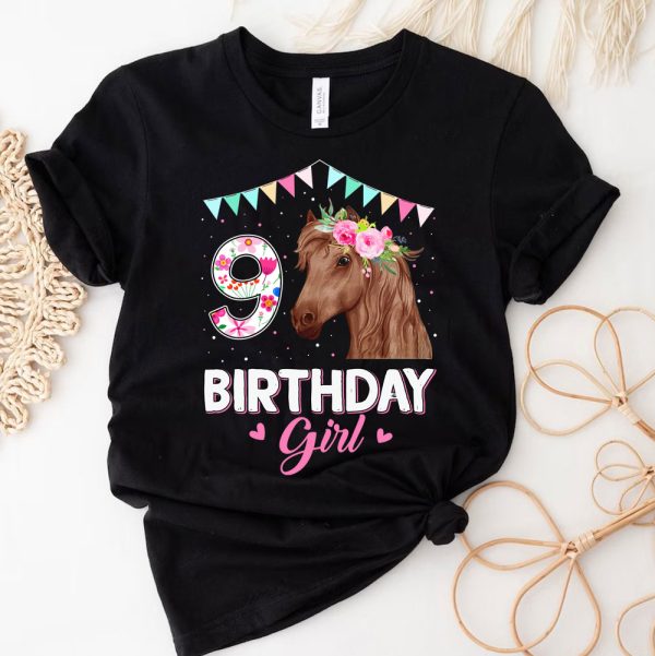 3 Horse Lovers 9th Birthday CowGirl B day 9 Year Old Horses Qo2s0