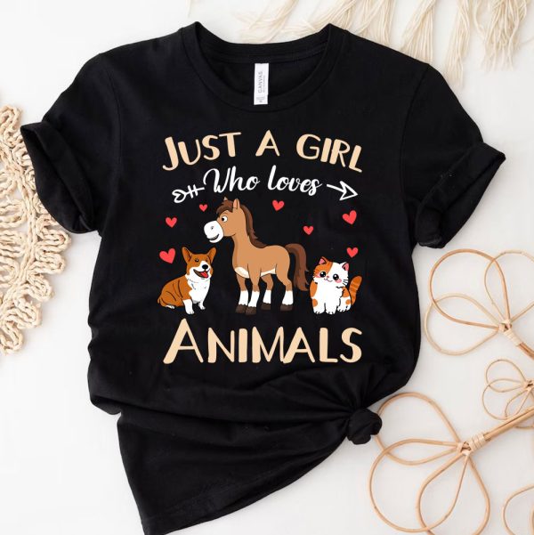 3 Just A Girl Who Loves Animals Dog Cat Horses Lovers y4I3Q