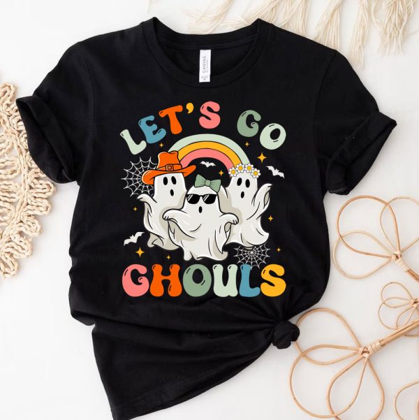 3 Lets Go Ghouls Halloween Cute Ghost Groovy Scary Costume TpV4B
