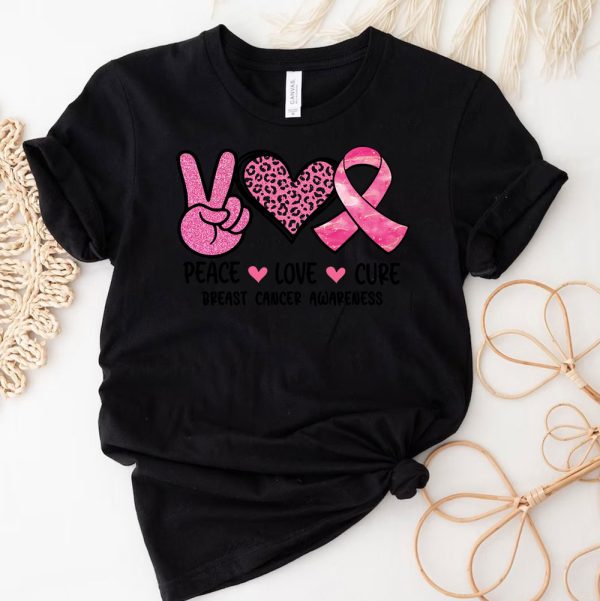 3 Peace Love Cure Breast Cancer Awareness Pink Ribbon Outfit RWOAF