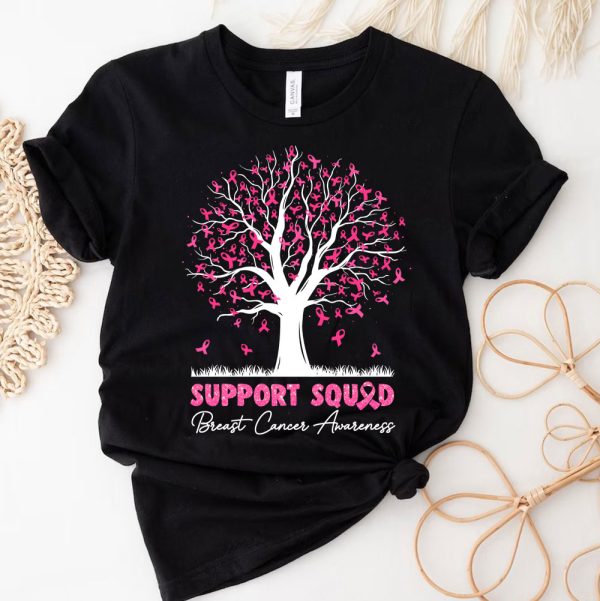 3 Support Squad Pink Tree Ribbon Breast Cancer Awareness YeW6O